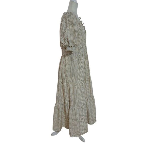Anthropologie Somerset Maxi Dress in Polka Dot Puff Sleeve Cream Gold Prairie XL - Picture 3 of 8